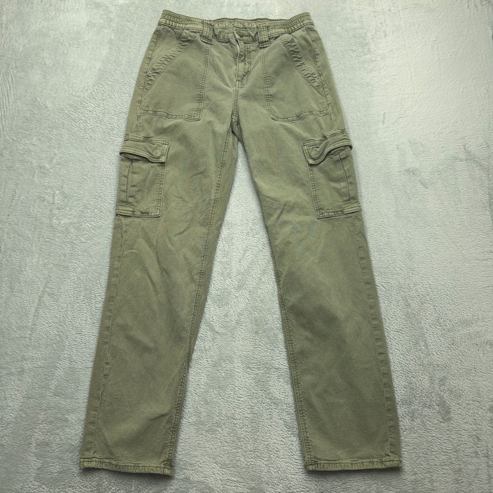 American Eagle Cargo Pants Women 8 Green Straight Leg Utility Cotton Lyocell